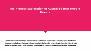 An In-depth Exploration of Australia’s Best Hoodie Brands
