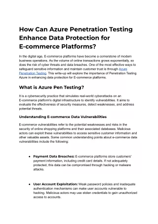 How Can Azure Penetration Testing Enhance Data Protection for E-commerce Platforms_