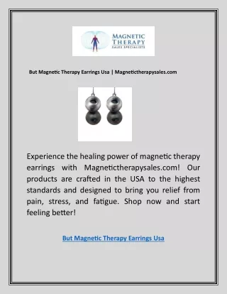 But Magnetic Therapy Earrings Usa | Magnetictherapysales.com