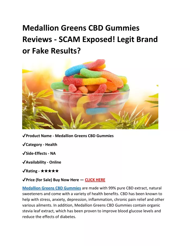 medallion greens cbd gummies reviews scam exposed