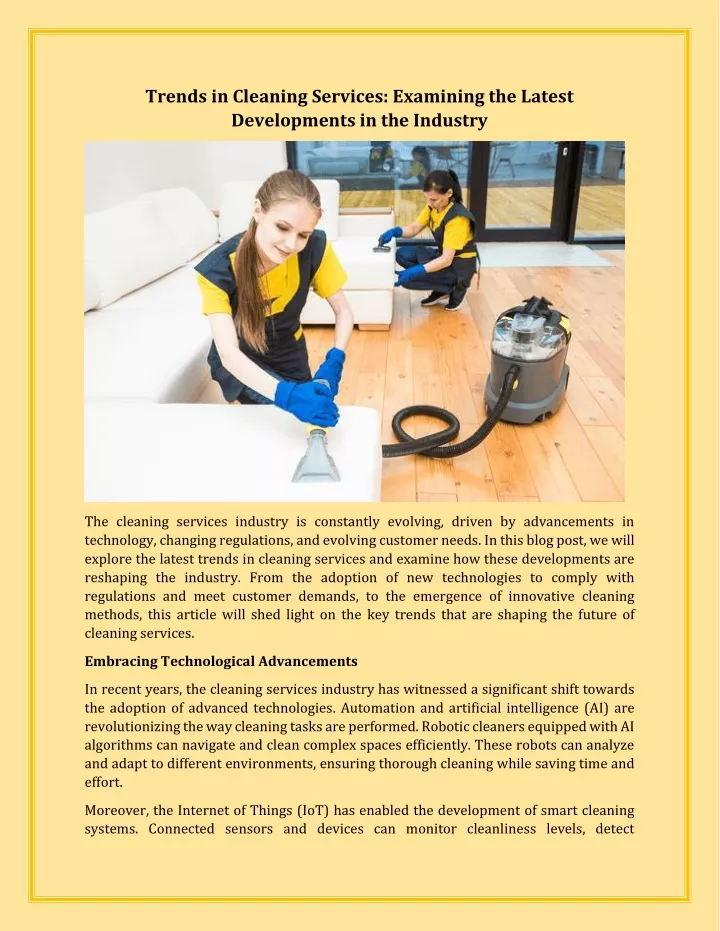 trends in cleaning services examining the latest