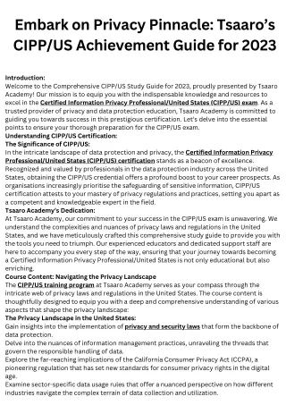 embark on privacy pinnacle tsaaro s cipp