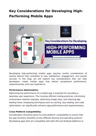 key considerations for developing high performing