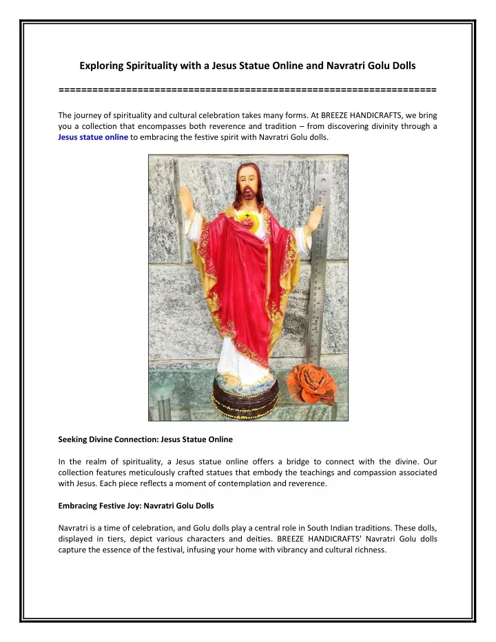 exploring spirituality with a jesus statue online