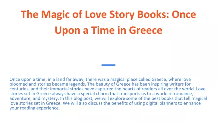 the magic of love story books once upon a time in greece