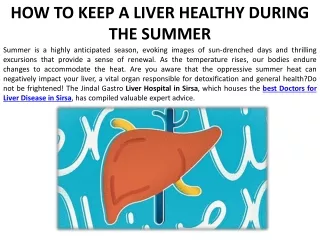HOW TO KEEP YOUR LIVER FIT IN THE SUMMER