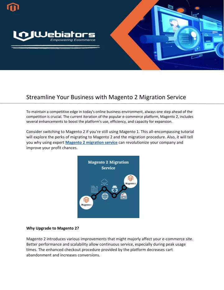 streamline your business with magento 2 migration