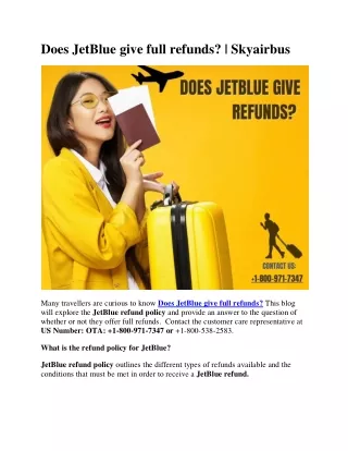 does jetblue give full refunds skyairbus