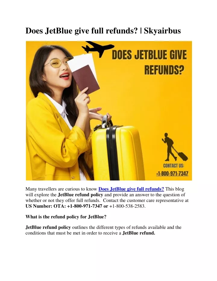 does jetblue give full refunds skyairbus