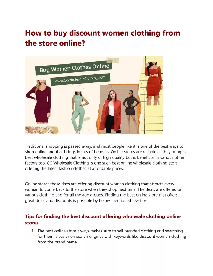 how to buy discount women clothing from the store