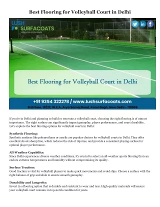 Best Flooring for Volleyball Court in Delhi