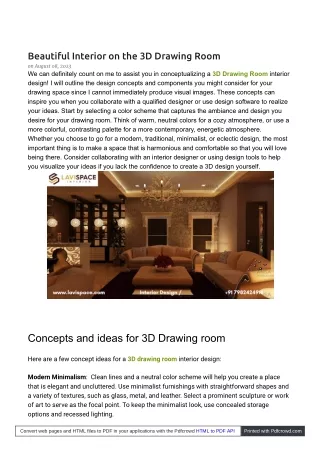 beautiful interior on the 3d drawing room