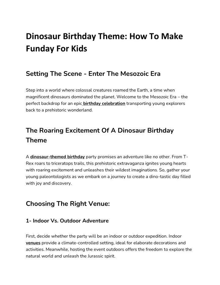 dinosaur birthday theme how to make funday