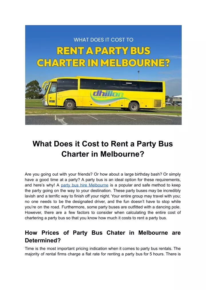 what does it cost to rent a party bus charter