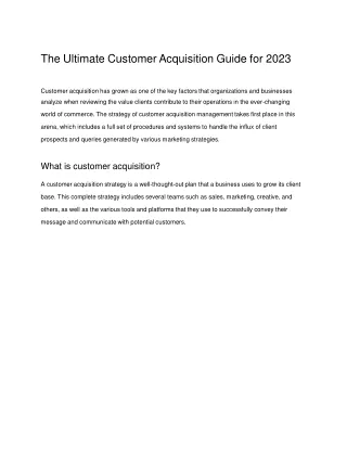 The Ultimate Customer Acquisition Guide for 2023