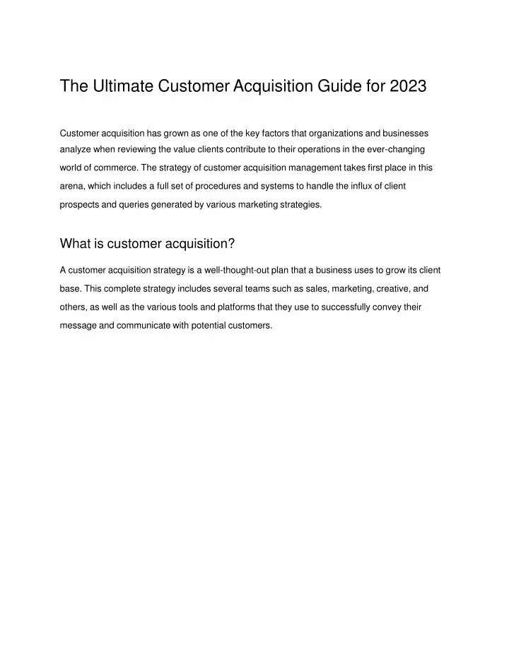 the ultimate customer acquisition guide for 2023