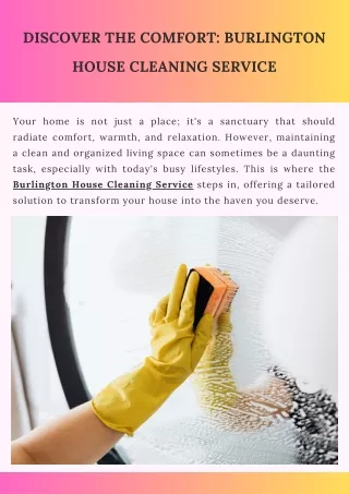 Discover the Comfort Burlington House Cleaning Service