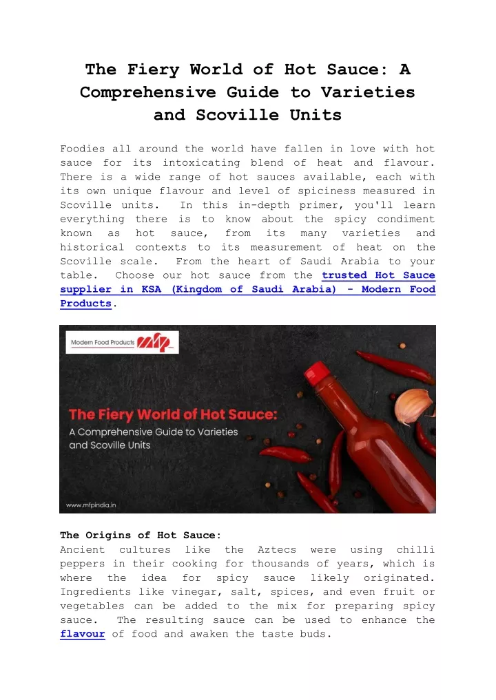 the fiery world of hot sauce a comprehensive
