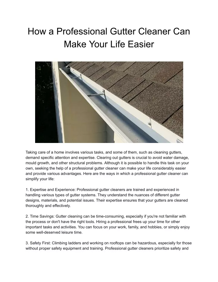 how a professional gutter cleaner can make your
