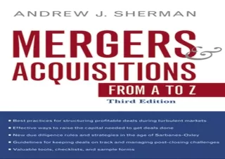 Read ebook [PDF] Mergers and Acquisitions from A to Z