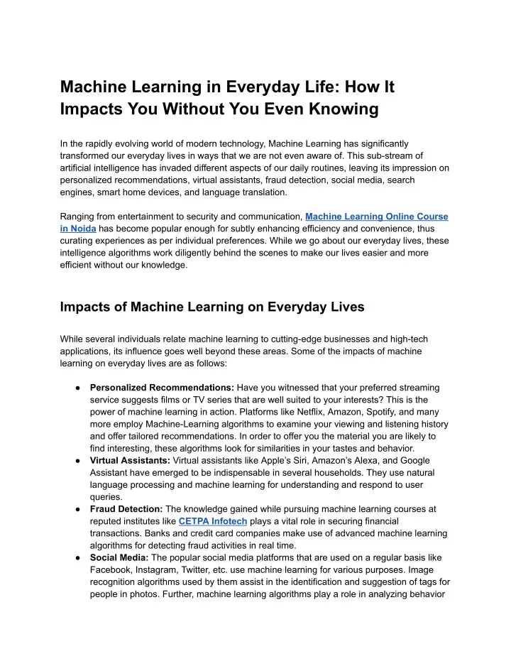 machine learning in everyday life how it impacts