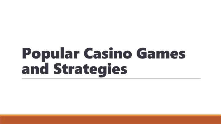 popular casino games and strategies