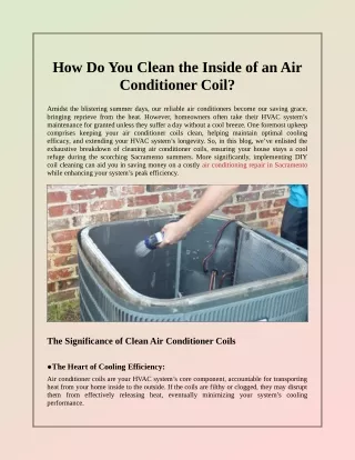 How Do You Clean the Inside of an Air Conditioner Coil