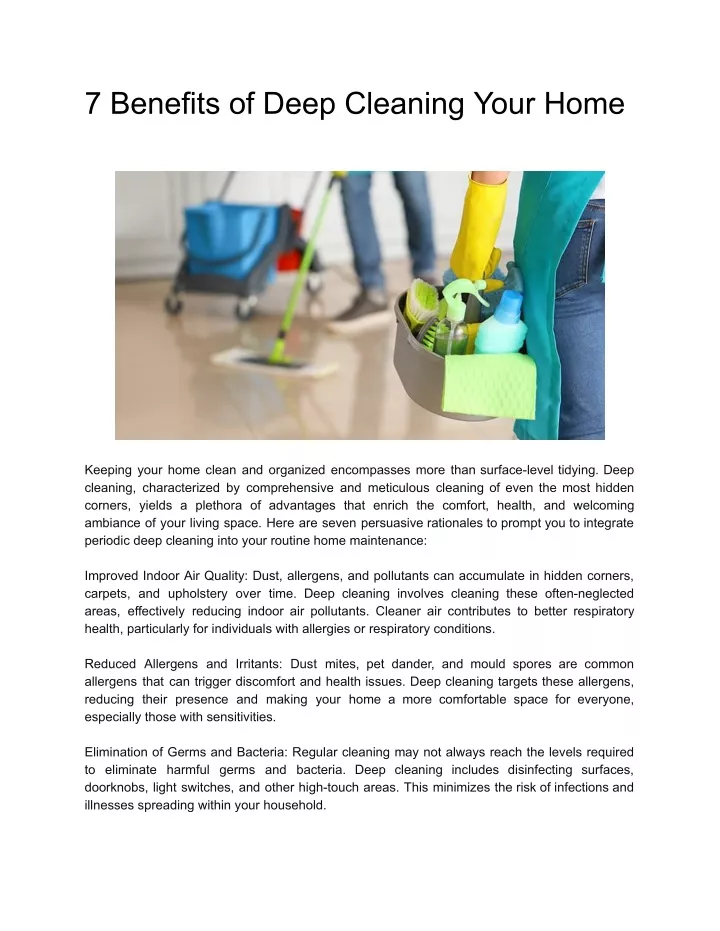 7 benefits of deep cleaning your home