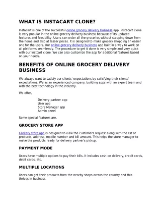 Instacart clone script- Start Your Online Grocery Delivery Business
