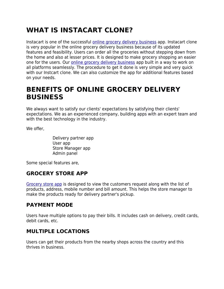 Instacart Clone - Grocery Delivery App Script