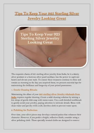 Tips To Keep Your 925 Sterling Silver Jewelry Looking Great