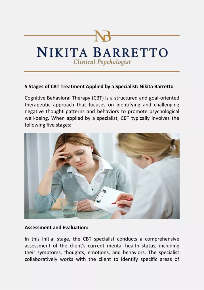 5 stages of cbt treatment applied by a specialist