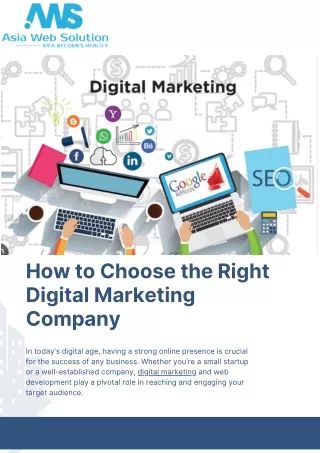 How to Choose the Right Digital Marketing Company