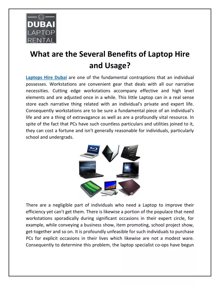 what are the several benefits of laptop hire