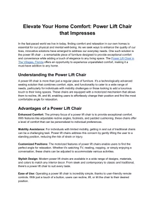 Elevate Your Home Comfort: Power Lift Chair that Impresses