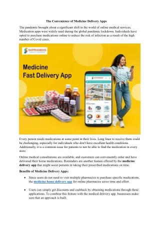 The Convenience of Medicine Delivery Apps