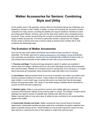 Walker Accessories for Seniors: Combining Style and Utility