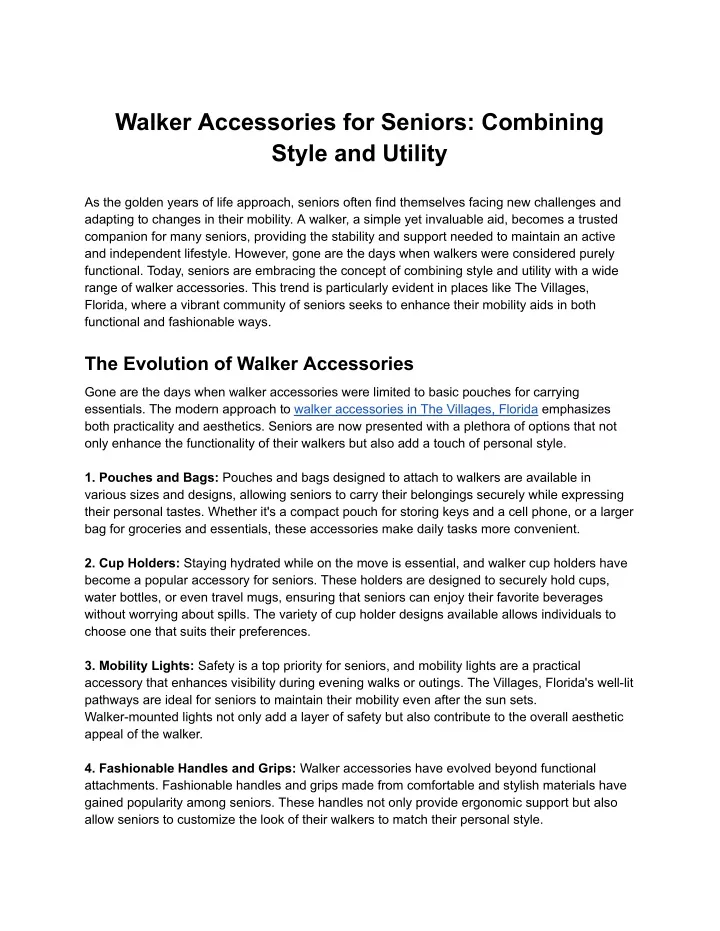 walker accessories for seniors combining style
