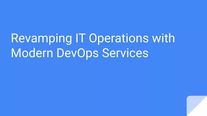 revamping it operations with modern devops