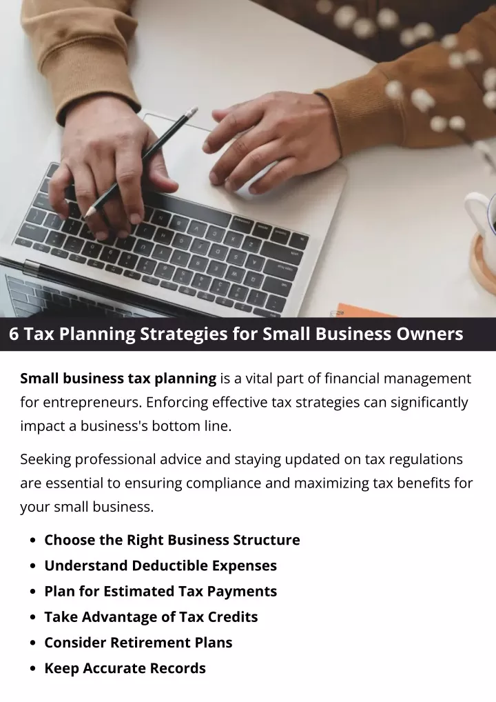 6 tax planning strategies for small business