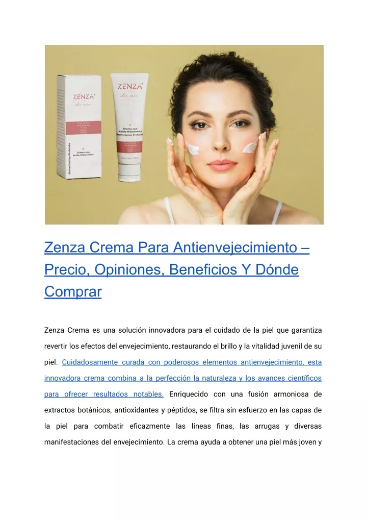 zenza crema para antienvejecimiento precio