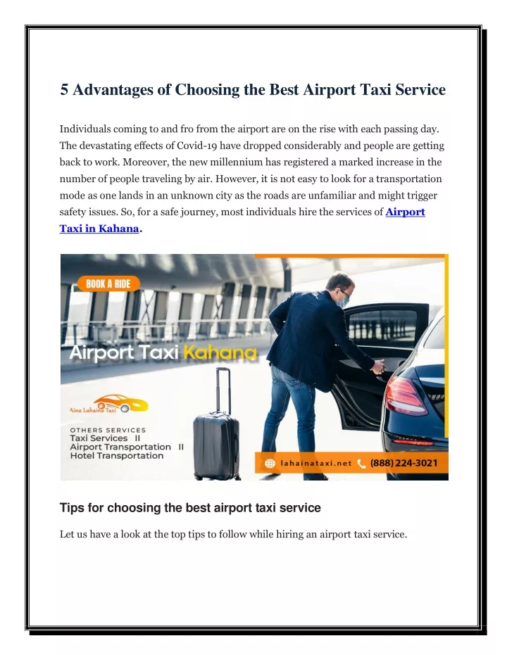 5 advantages of choosing the best airport taxi