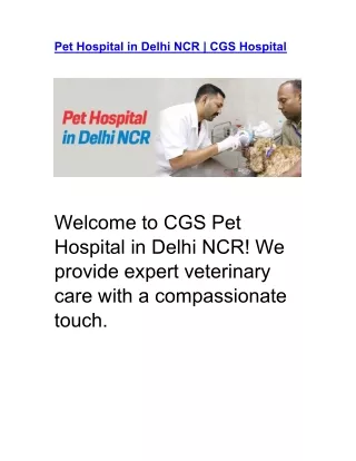 Pet Hospital in Delhi NCR | CGS Hospital