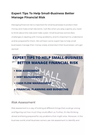 Mastering Risk: Expert Financial Tips for Small-Business Owners