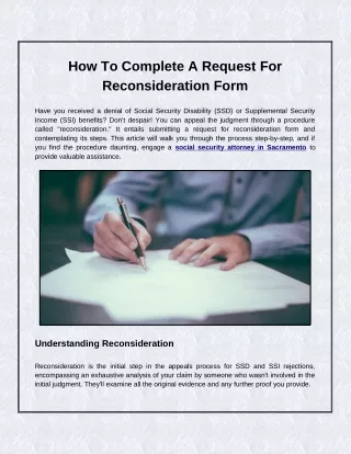 How To Complete A Request For Reconsideration Form