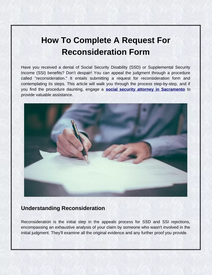 how to complete a request for reconsideration form