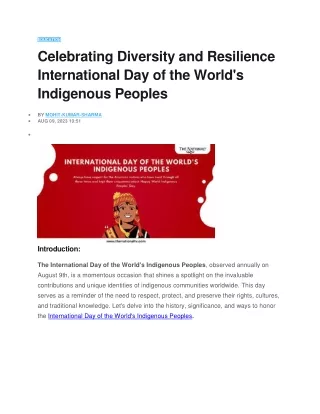 Celebrating Diversity and Resilience International Day of the World's Indigenous Peoples