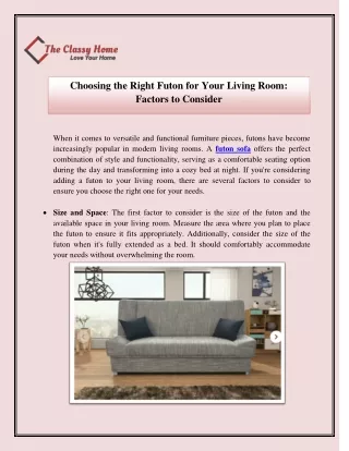 Choosing the Right Futon for Your Living Room Factors to Consider