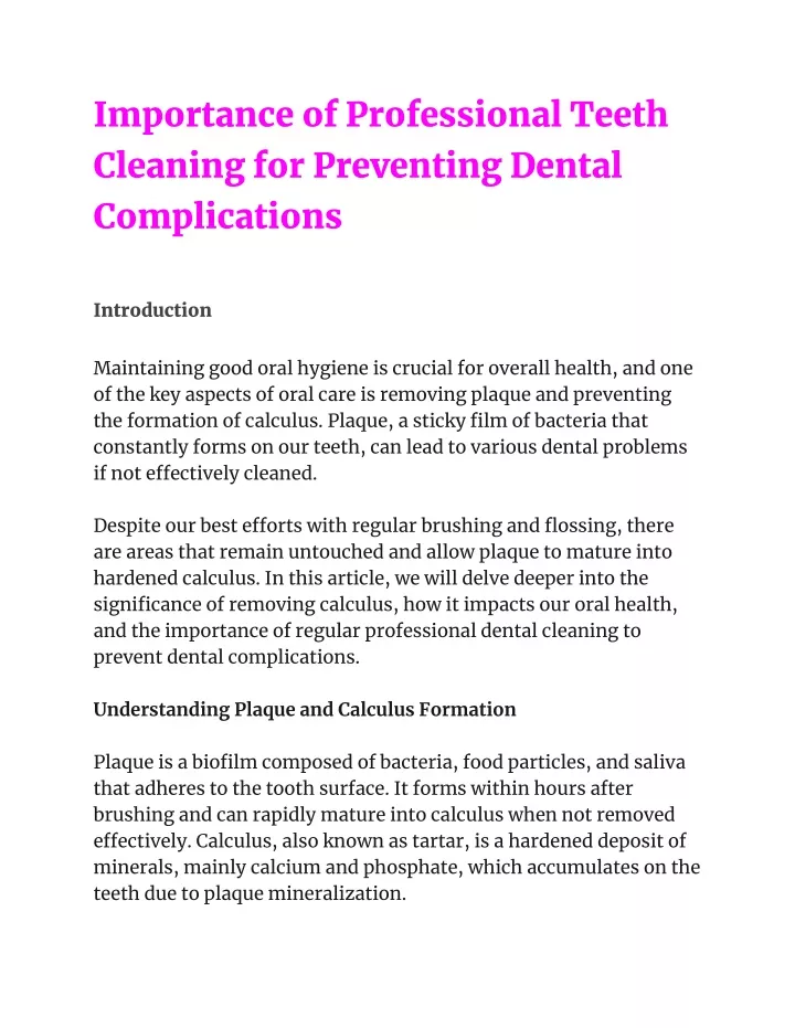 importance of professional teeth cleaning