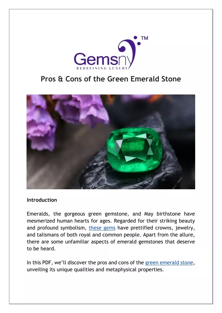 pros cons of the green emerald stone